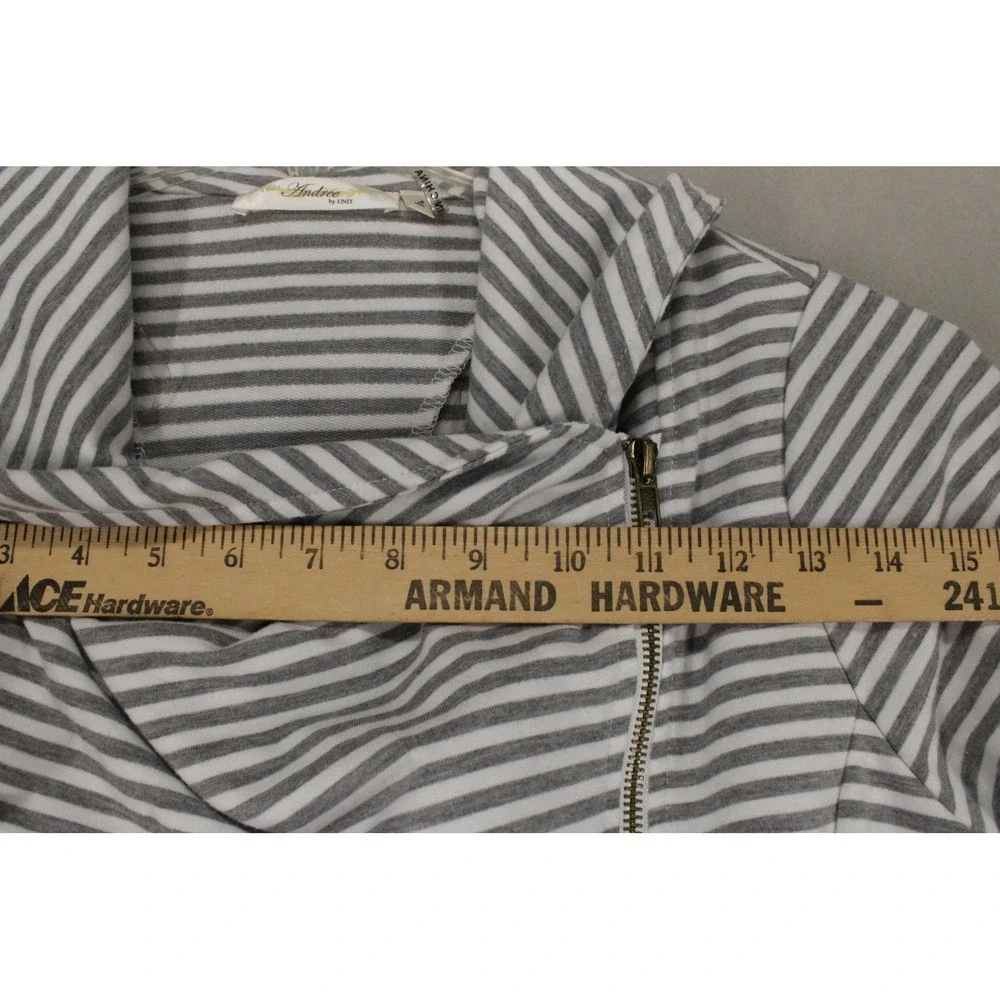 Andree by Unit Jacket Asymmetrical Zip Women L Grey Striped Moto Minimalist